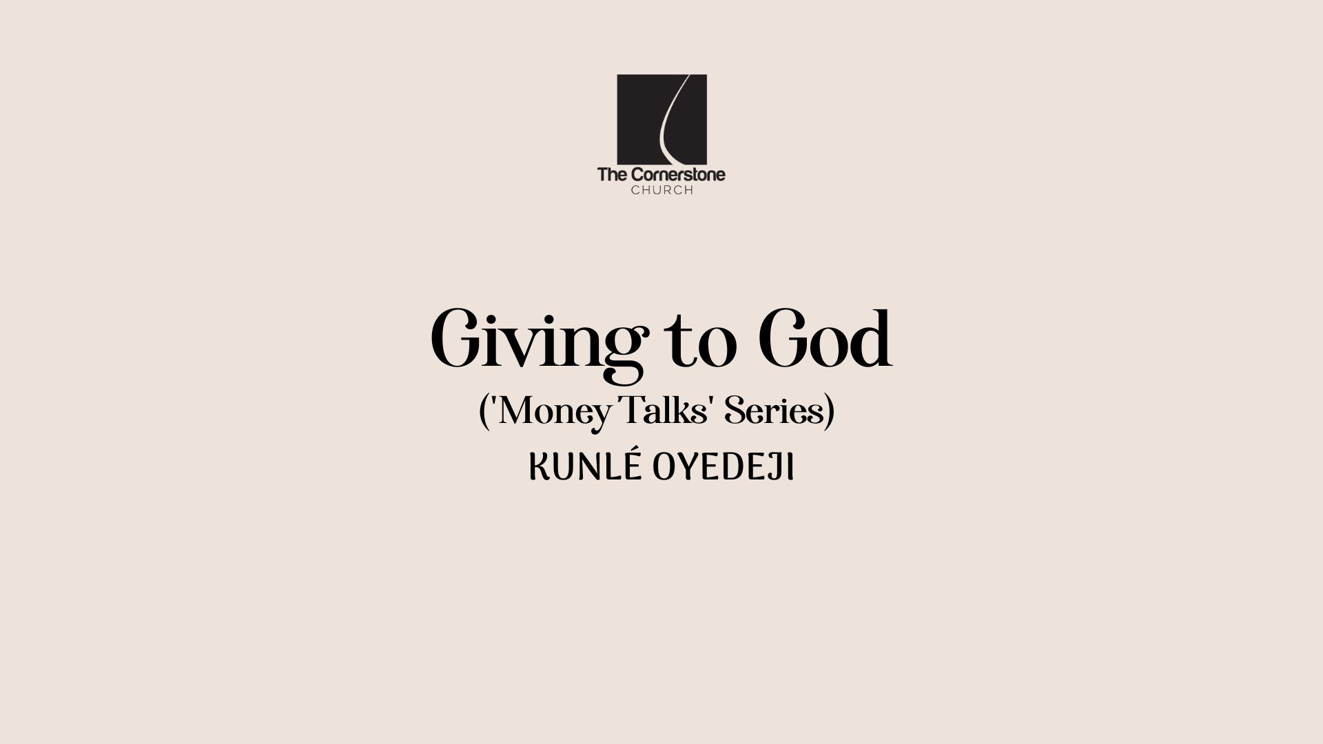 Giving to God (‘Money Talks’ Series)